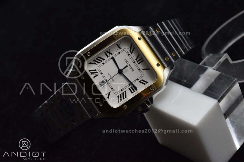 Compact Santos de Cartier 40mm SS YG BVF 1:1 Best Edition White Dial on SS YG SmartLinks Bracelet MIYOTA 9015 V 242