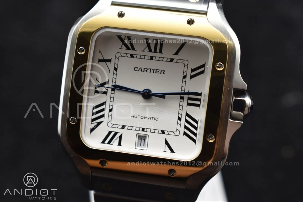 Compact Santos de Cartier 40mm SS YG BVF 1:1 Best Edition White Dial on SS YG SmartLinks Bracelet MIYOTA 9015 V 242