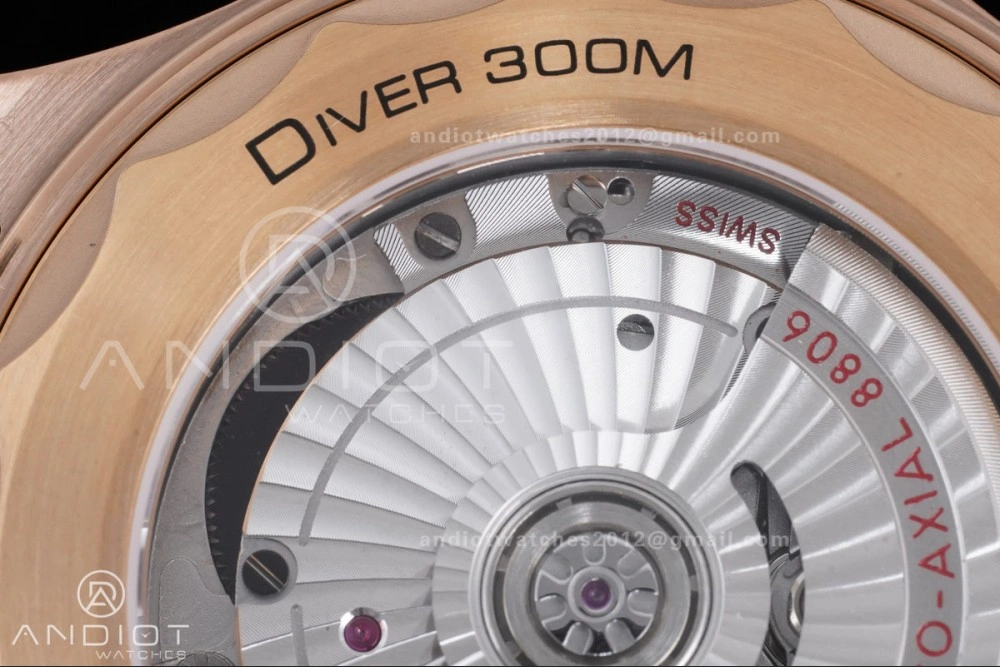 Packable Seamaster 300M Diver Rose Gold VSF 1:1 Best Edition Black Dial on Mesh Bracelet A 65