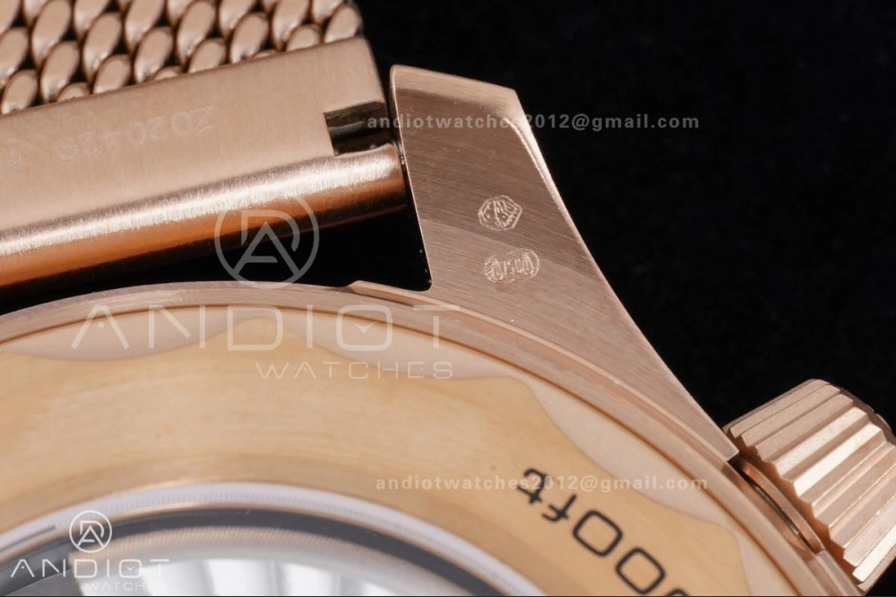 Packable Seamaster 300M Diver Rose Gold VSF 1:1 Best Edition Black Dial on Mesh Bracelet A 65