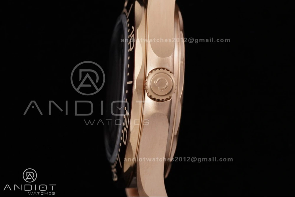 Packable Seamaster 300M Diver Rose Gold VSF 1:1 Best Edition Black Dial on Mesh Bracelet A 65