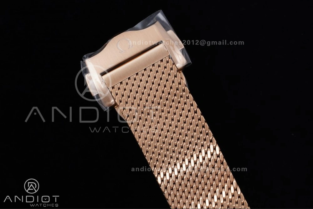 Packable Seamaster 300M Diver Rose Gold VSF 1:1 Best Edition Black Dial on Mesh Bracelet A 65