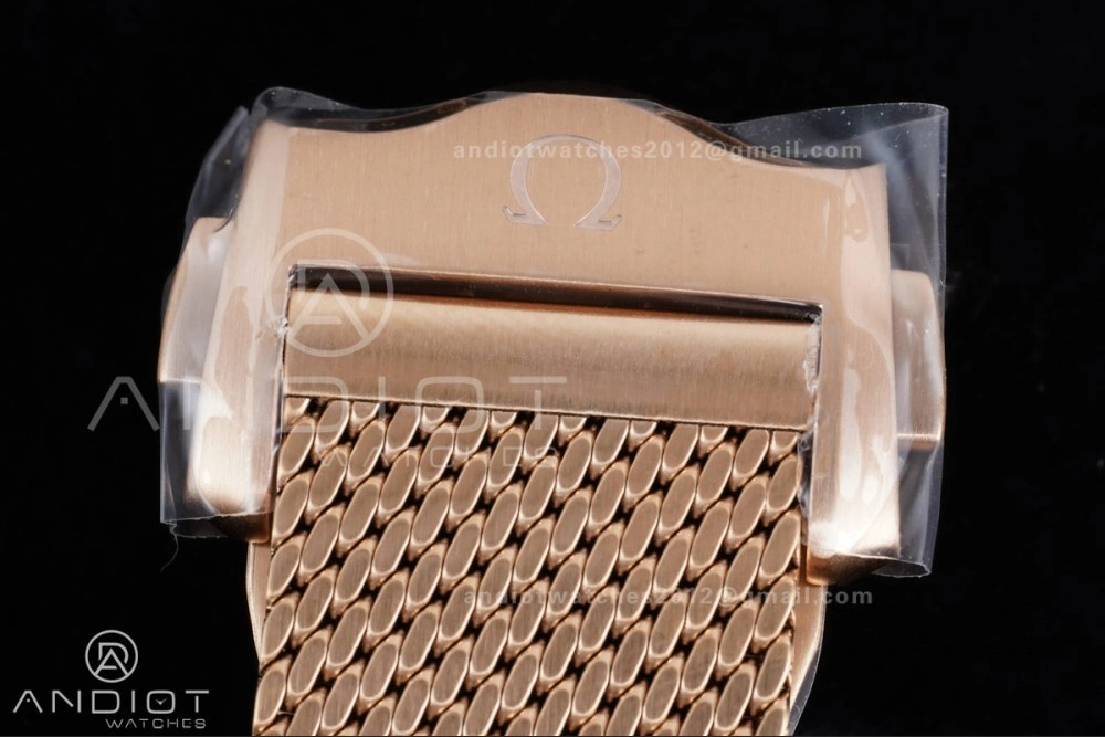 Packable Seamaster 300M Diver Rose Gold VSF 1:1 Best Edition Black Dial on Mesh Bracelet A 65