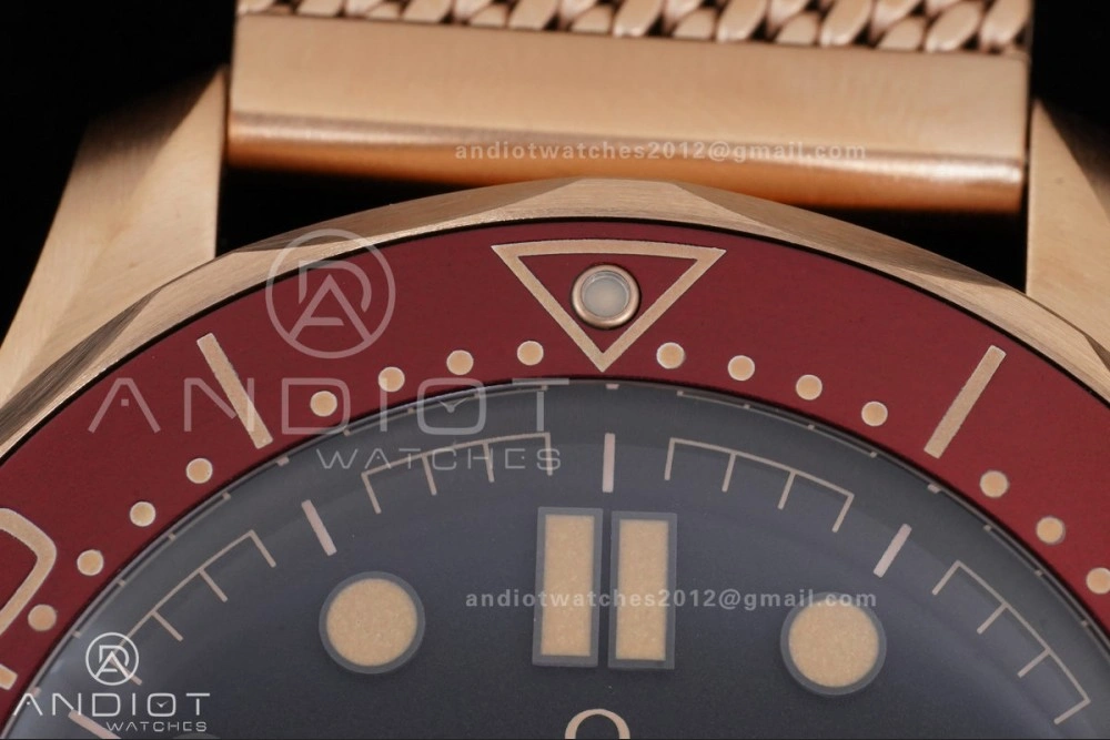 Packable Seamaster 300M Diver Rose Gold VSF 1:1 Best Edition Black Dial on Mesh Bracelet A 65