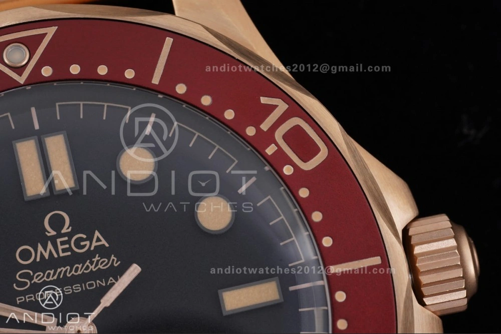 Packable Seamaster 300M Diver Rose Gold VSF 1:1 Best Edition Black Dial on Mesh Bracelet A 65
