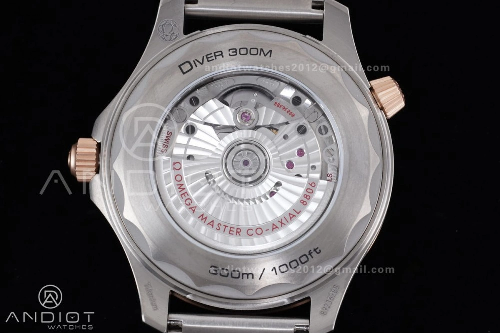Seamaster 300M Diver Rose Gold VSF 1:1 Best Edition Green Dial on Mesh Bracelet A Thermal 64