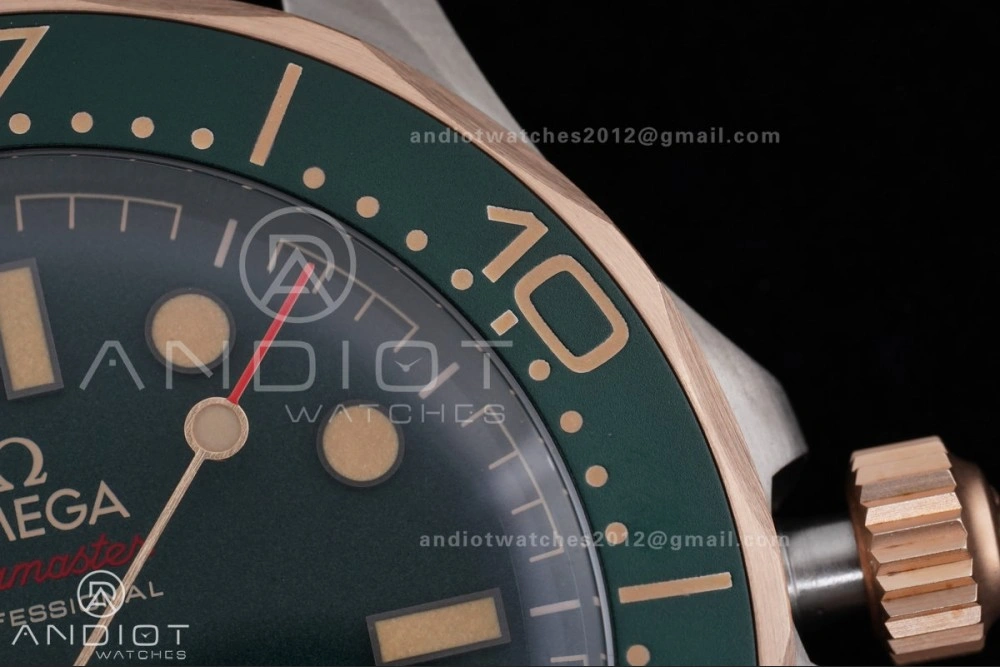 Seamaster 300M Diver Rose Gold VSF 1:1 Best Edition Green Dial on Mesh Bracelet A Thermal 64