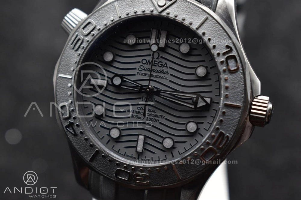 Seamaster 300m 43.5mm Black Ceramic VSF 1:1 Best Edition Black Dial on Black Rubber Strap A Durable 1066