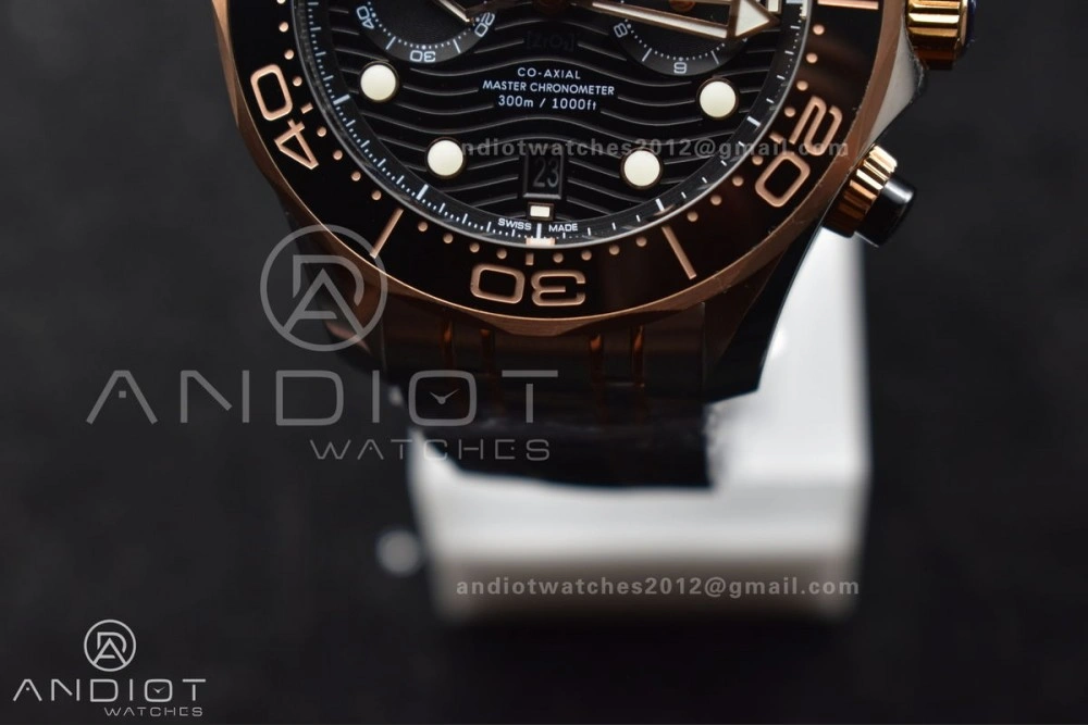 Seamaster 300m Chrono SS RG OMF 1:1 Best Edition Black Dial on SS Strap A MoistureWicking 63