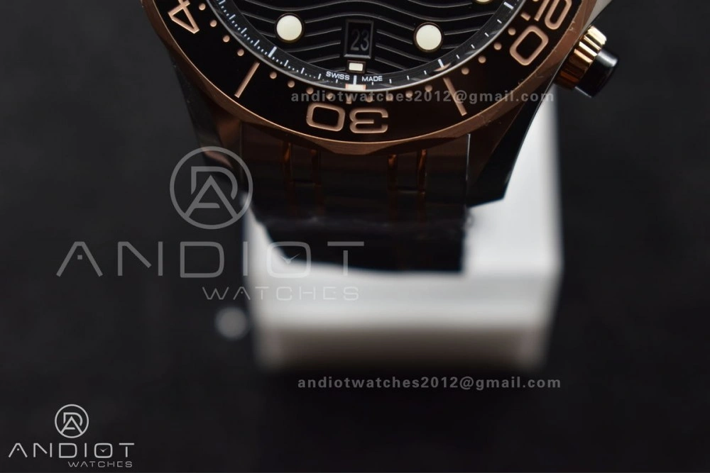 Seamaster 300m Chrono SS RG OMF 1:1 Best Edition Black Dial on SS Strap A MoistureWicking 63