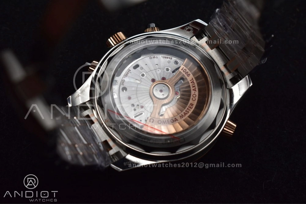 Seamaster 300m Chrono SS RG OMF 1:1 Best Edition Black Dial on SS Strap A MoistureWicking 63