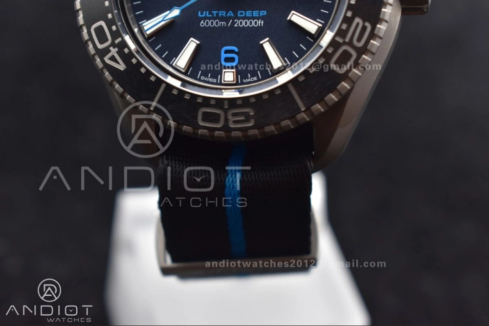 Trendsetting Seamaster 6000M Ultra Deep SS SBF 1:1 Best Edition Black Dial on Black Nylon Strap A8912 Super Clone 7