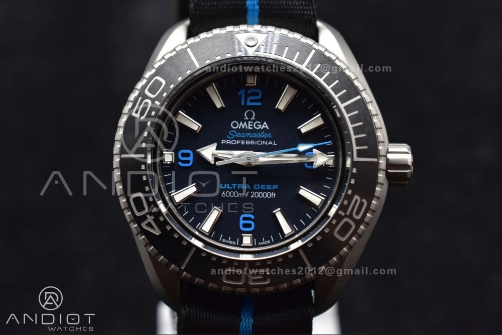 Trendsetting Seamaster 6000M Ultra Deep SS SBF 1:1 Best Edition Black Dial on Black Nylon Strap A8912 Super Clone 7