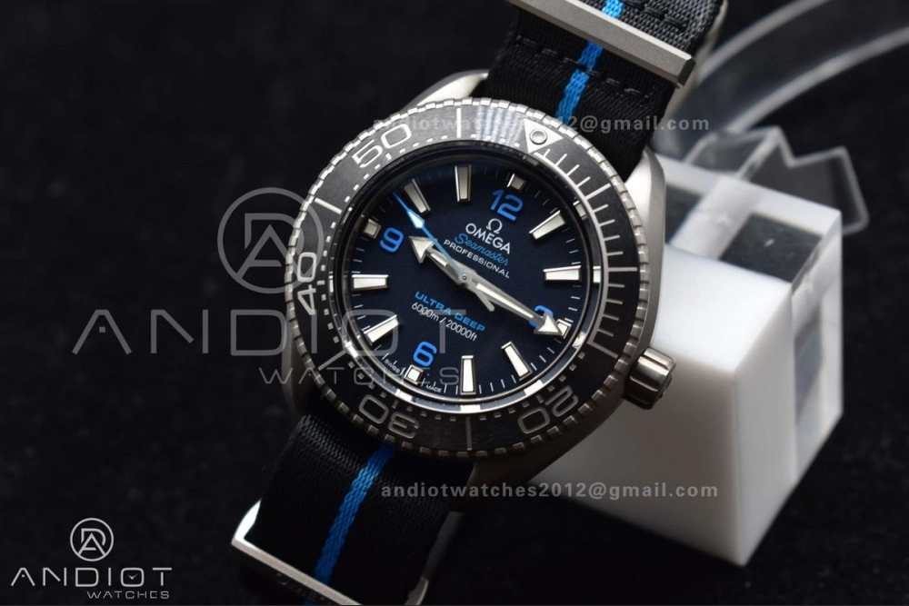Trendsetting Seamaster 6000M Ultra Deep SS SBF 1:1 Best Edition Black Dial on Black Nylon Strap A8912 Super Clone 7