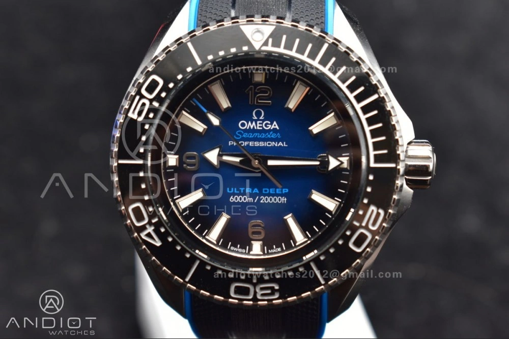 Efficient Seamaster 6000M Ultra Deep SS TF 1:1 Best Edition Blue Dial Black Ceramic Bezel on Black Rubber Strap A 1072