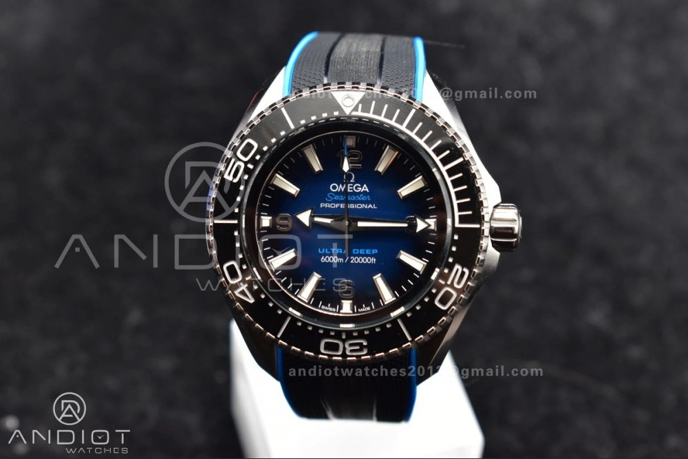 Efficient Seamaster 6000M Ultra Deep SS TF 1:1 Best Edition Blue Dial Black Ceramic Bezel on Black Rubber Strap A 1072