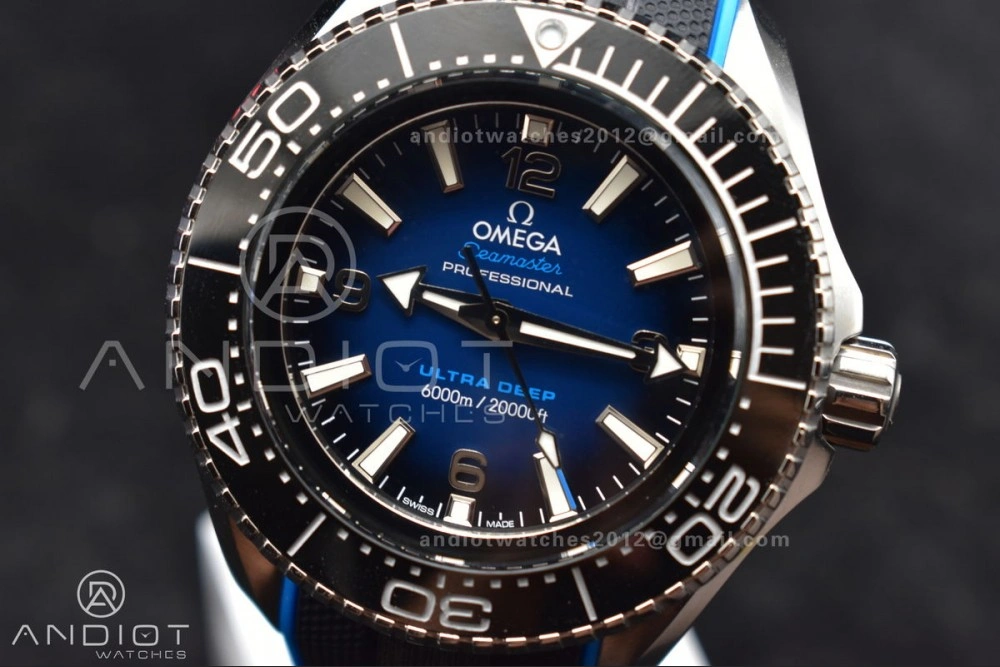 Efficient Seamaster 6000M Ultra Deep SS TF 1:1 Best Edition Blue Dial Black Ceramic Bezel on Black Rubber Strap A 1072