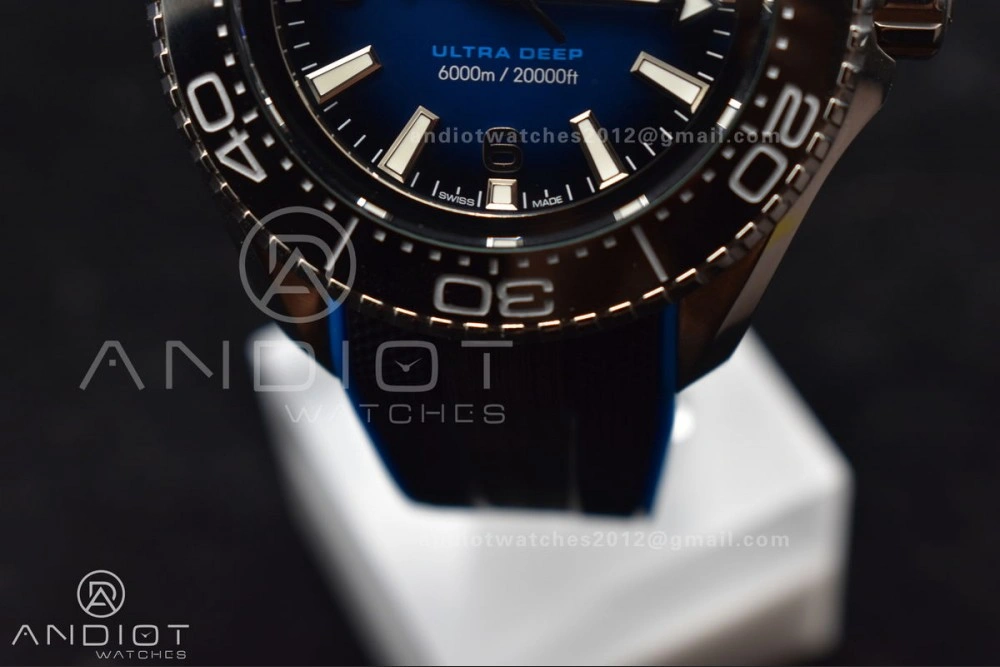 Efficient Seamaster 6000M Ultra Deep SS TF 1:1 Best Edition Blue Dial Black Ceramic Bezel on Black Rubber Strap A 1072