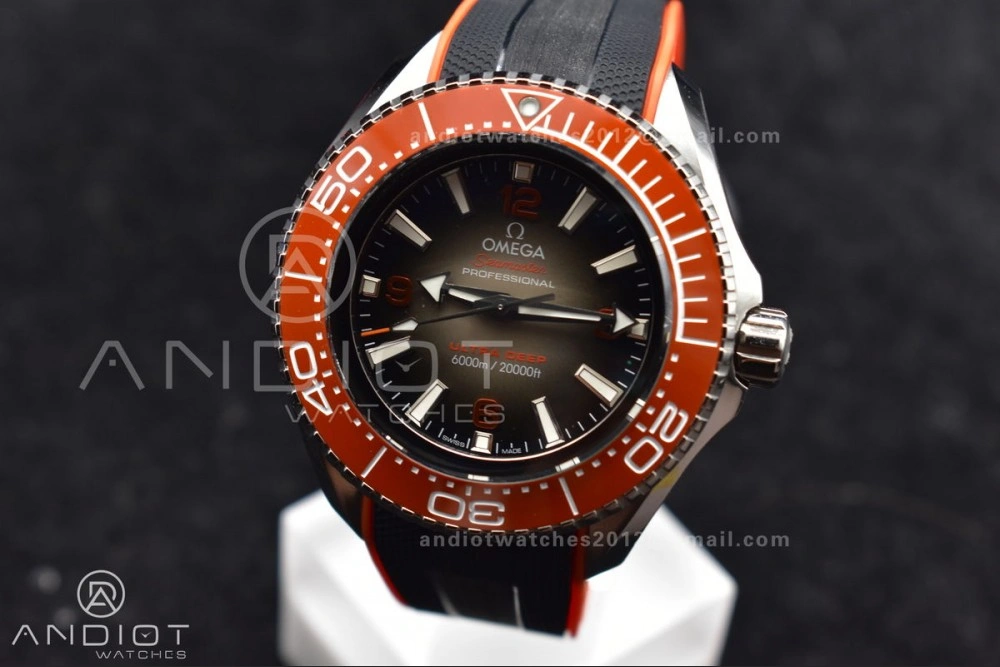 Seamaster 6000M Ultra Deep SS TF 1:1 Best Edition Gray Dial Orange Ceramic Bezel on Black Rubber Strap A Trendy 69