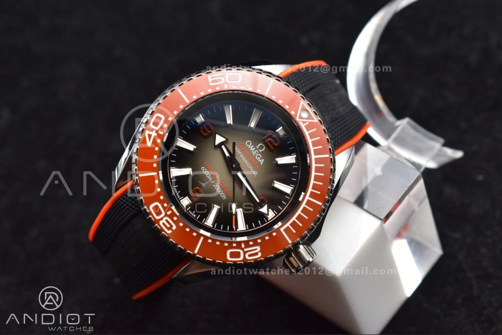 Seamaster 6000M Ultra Deep SS TF 1:1 Best Edition Gray Dial Orange Ceramic Bezel on Black Rubber Strap A Trendy 69