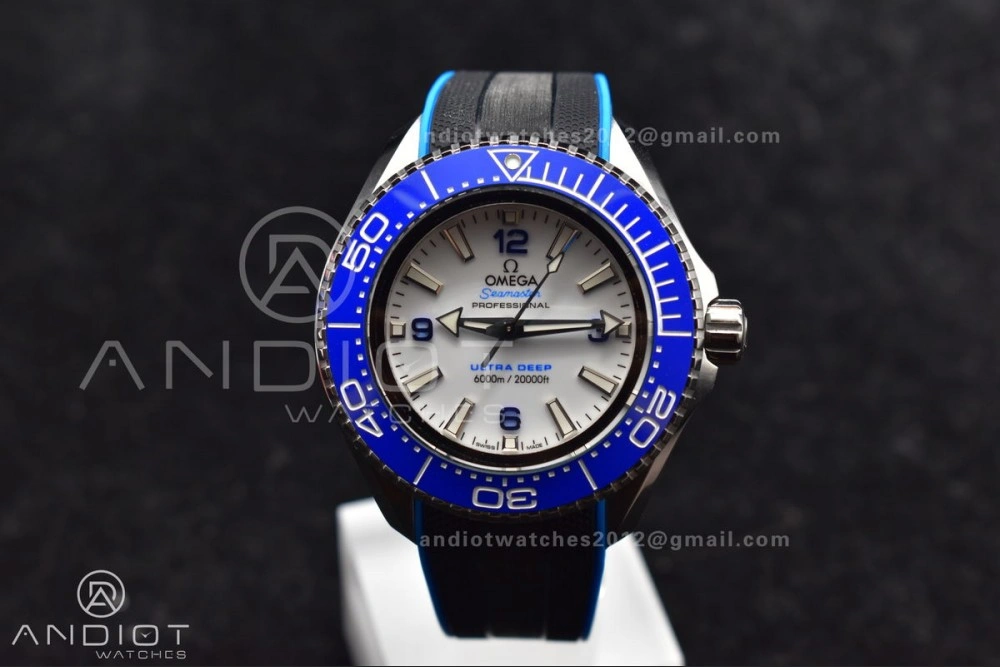 Seamaster 6000M Ultra Deep SS TF 1:1 Best Edition White Dial Blue Ceramic Bezel on Black Rubber Strap A Versatile 1078