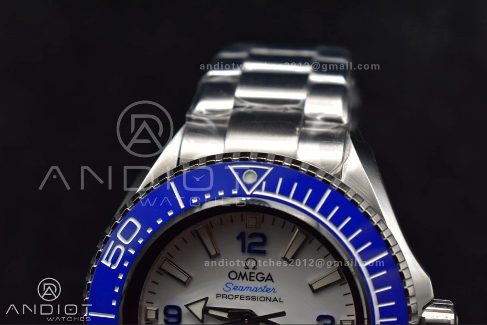 Seamaster 6000M Ultra Deep SS TF 1:1 Best Edition White Dial Blue Ceramic Bezel on SS Bracelet A NewStyle 1077