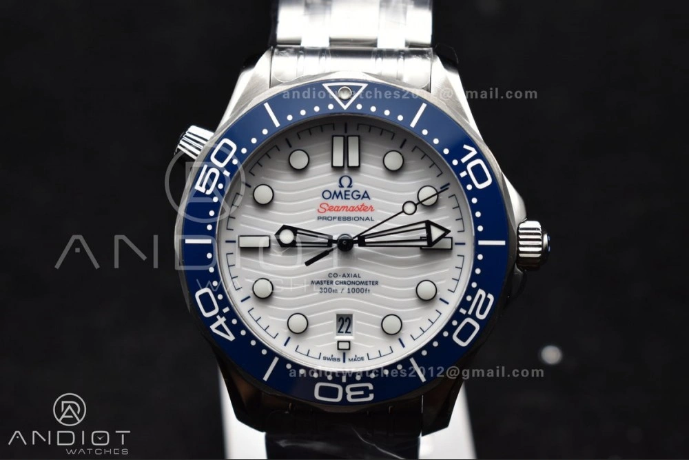 Seamaster Diver 300M SS Blue Ceramic Bezel VSF 1:1 Best Edition White Dial on SS Bracelet A StreetReady 1079