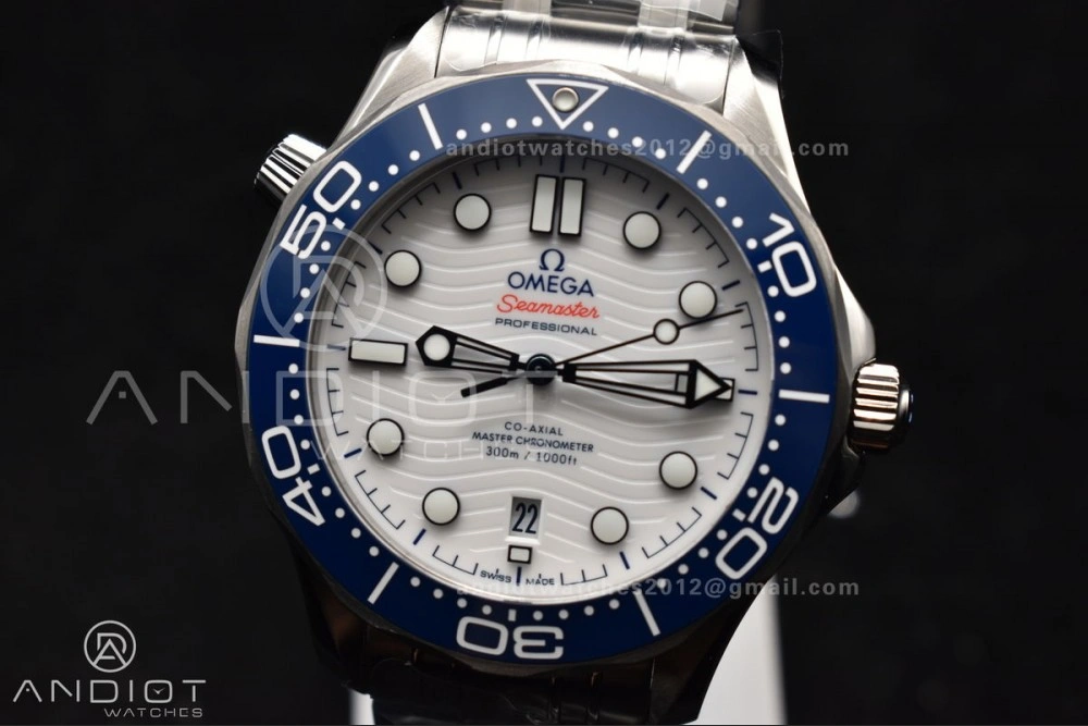 Seamaster Diver 300M SS Blue Ceramic Bezel VSF 1:1 Best Edition White Dial on SS Bracelet A StreetReady 1079