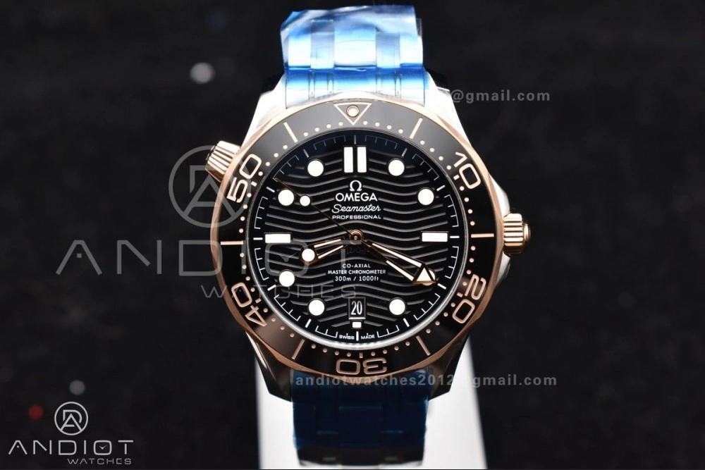 Packable Seamaster Diver 300M SS RG VSF 1:1 Best Edition Black Ceramic Black Dial on SS Bracelet A 85