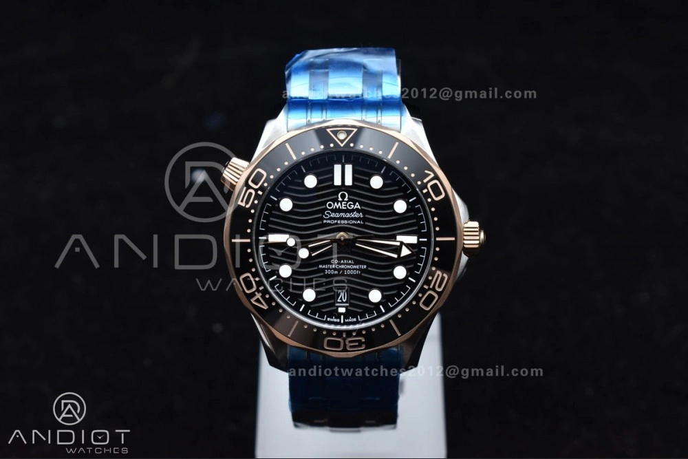 Packable Seamaster Diver 300M SS RG VSF 1:1 Best Edition Black Ceramic Black Dial on SS Bracelet A 85
