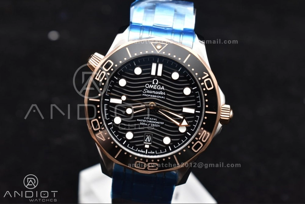Packable Seamaster Diver 300M SS RG VSF 1:1 Best Edition Black Ceramic Black Dial on SS Bracelet A 85