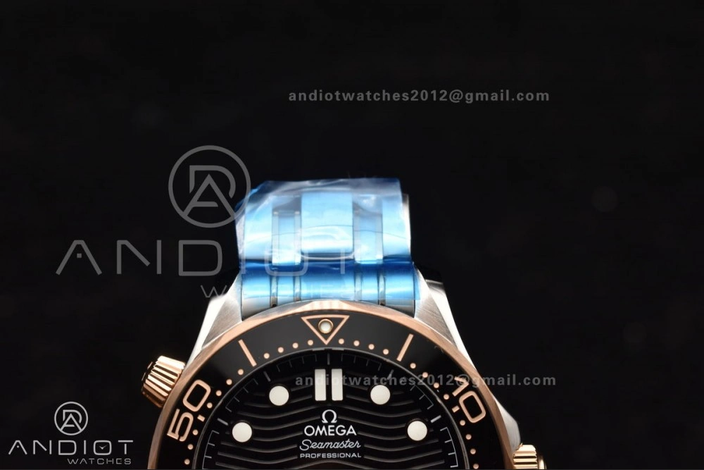 Packable Seamaster Diver 300M SS RG VSF 1:1 Best Edition Black Ceramic Black Dial on SS Bracelet A 85