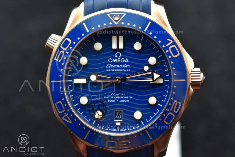 Seamaster Diver 300M SS RG VSF 1:1 Best Edition Blue Ceramic Blue Dial On SS Bracelet A Flexible 83