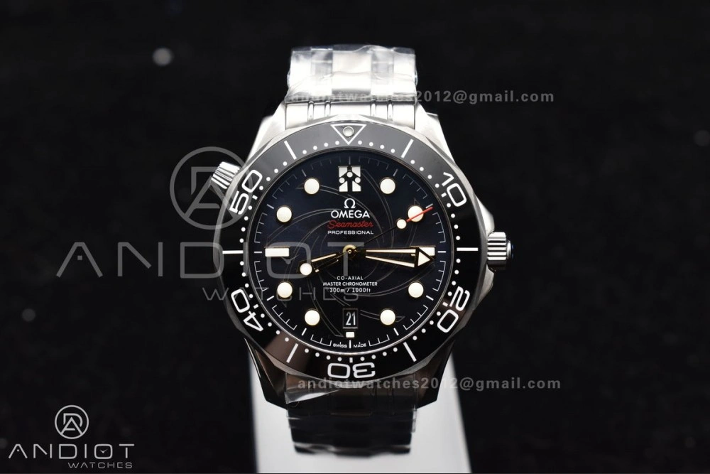 Supportive Seamaster Diver 300M VSF 1:1 Best Edition James Bond 007 Black Ceramic Black Dial On SS Bracelet A 1094