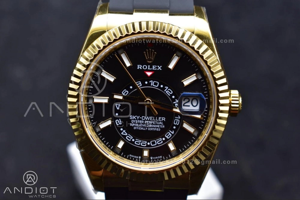 Sky-Dweller 336238 YG ZF 1:1 Best Edition Black Dial on Oysterflex Strap A23J (Gain Weight) Durable 1098
