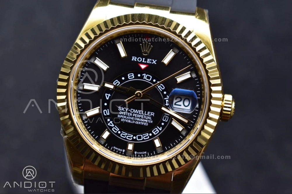 Sky-Dweller 336238 YG ZF 1:1 Best Edition Black Dial on Oysterflex Strap A23J (Gain Weight) Durable 1098
