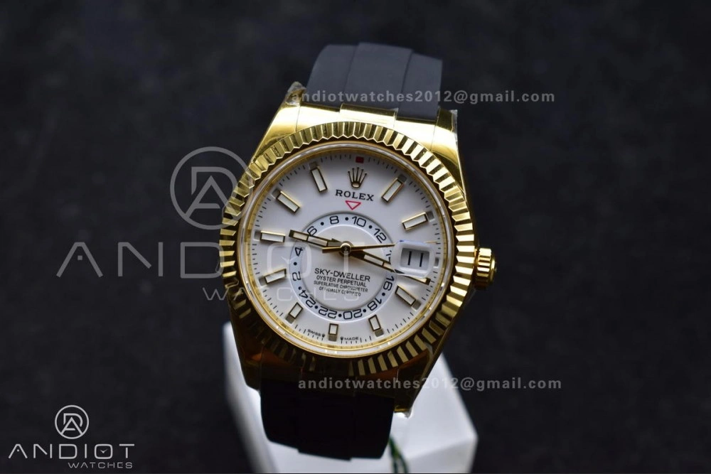 Functional Sky-Dweller 336238 YG ZF 1:1 Best Edition White Dial on Oysterflex Strap A23J (Gain Weight) 1100