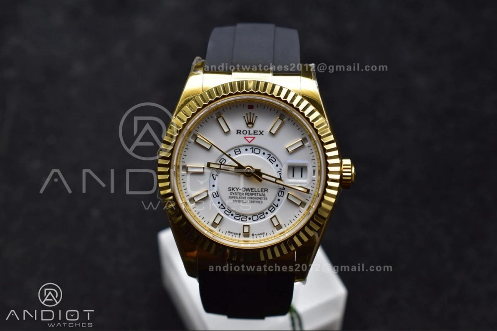 Functional Sky-Dweller 336238 YG ZF 1:1 Best Edition White Dial on Oysterflex Strap A23J (Gain Weight) 1100