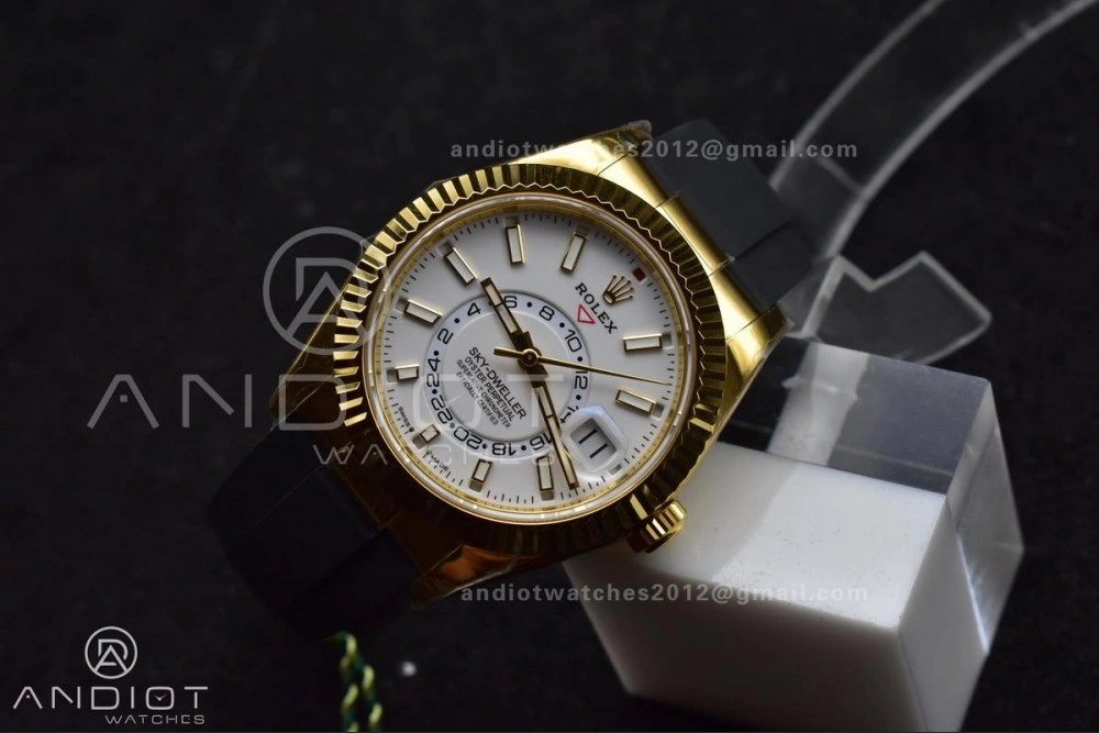 Functional Sky-Dweller 336238 YG ZF 1:1 Best Edition White Dial on Oysterflex Strap A23J (Gain Weight) 1100