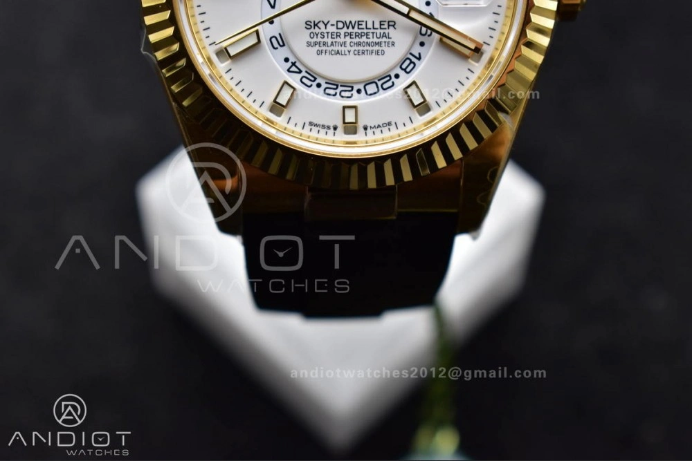 Functional Sky-Dweller 336238 YG ZF 1:1 Best Edition White Dial on Oysterflex Strap A23J (Gain Weight) 1100