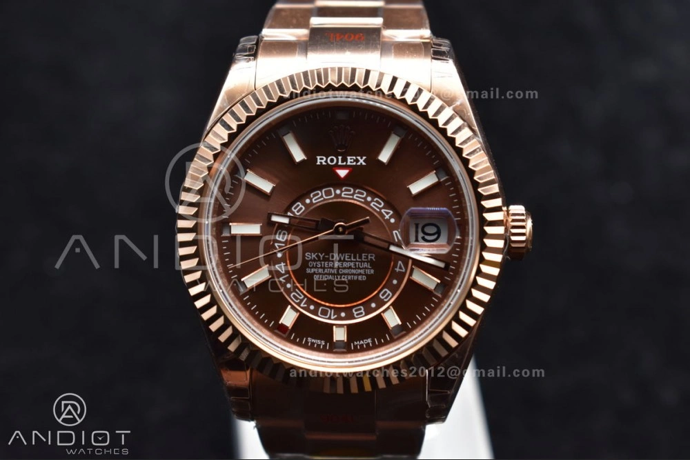 Sleek Skydweller RG Noob Best Edition Brown Dial on RG Bracelet A23J 1103