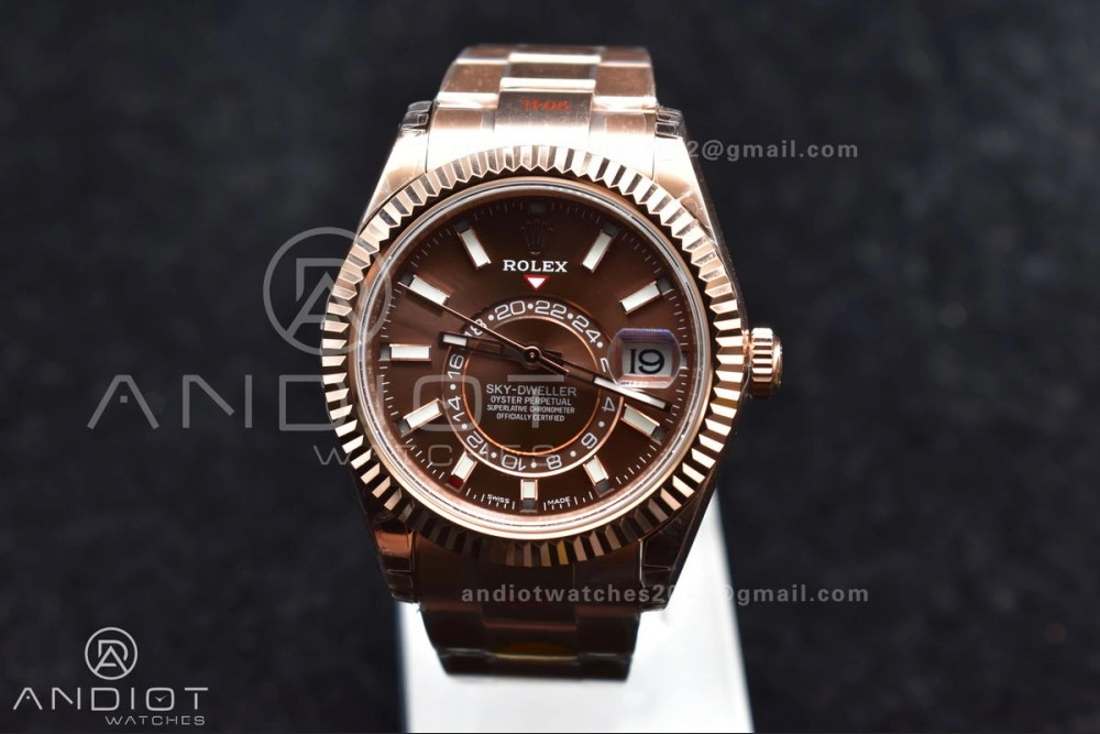 Sleek Skydweller RG Noob Best Edition Brown Dial on RG Bracelet A23J 1103