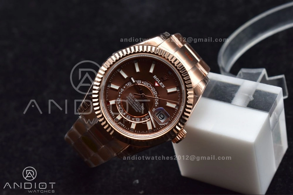 Sleek Skydweller RG Noob Best Edition Brown Dial on RG Bracelet A23J 1103