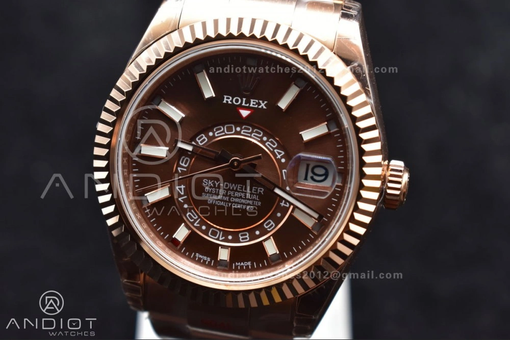 Sleek Skydweller RG Noob Best Edition Brown Dial on RG Bracelet A23J 1103