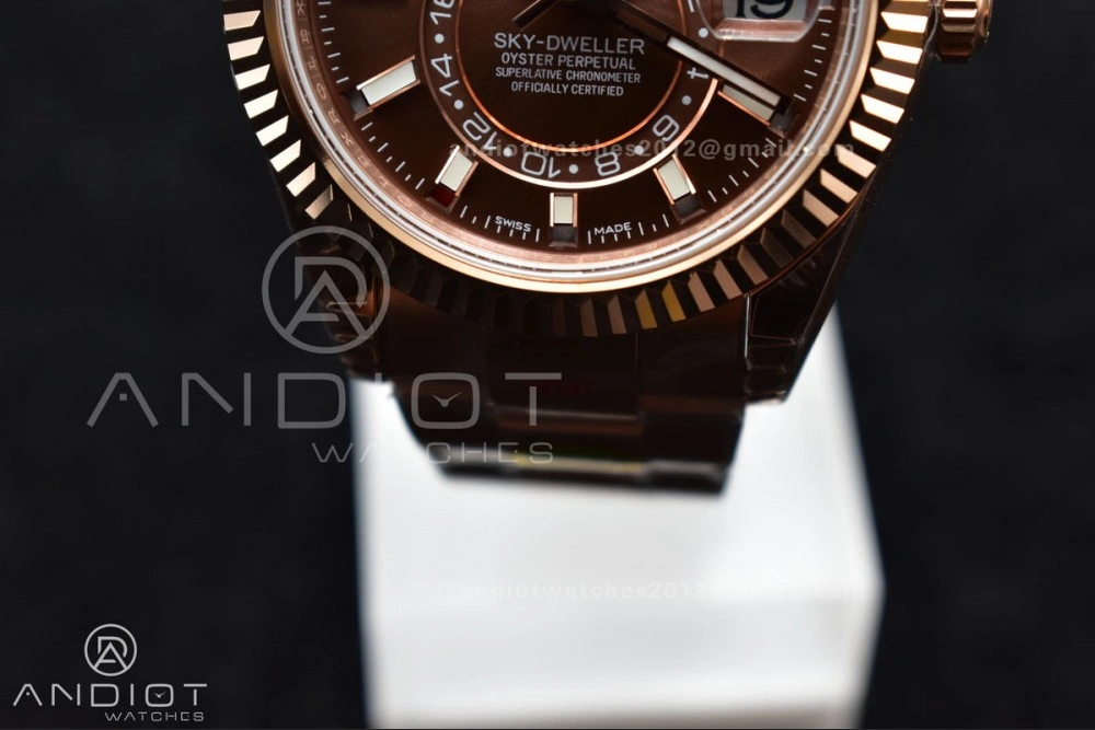 Sleek Skydweller RG Noob Best Edition Brown Dial on RG Bracelet A23J 1103