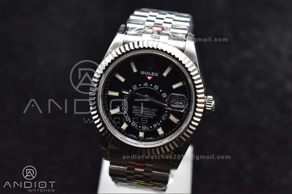 Affordable Skydweller SS Noob Best Edition Black Dial on SS Jubilee Bracelet A23J 1107
