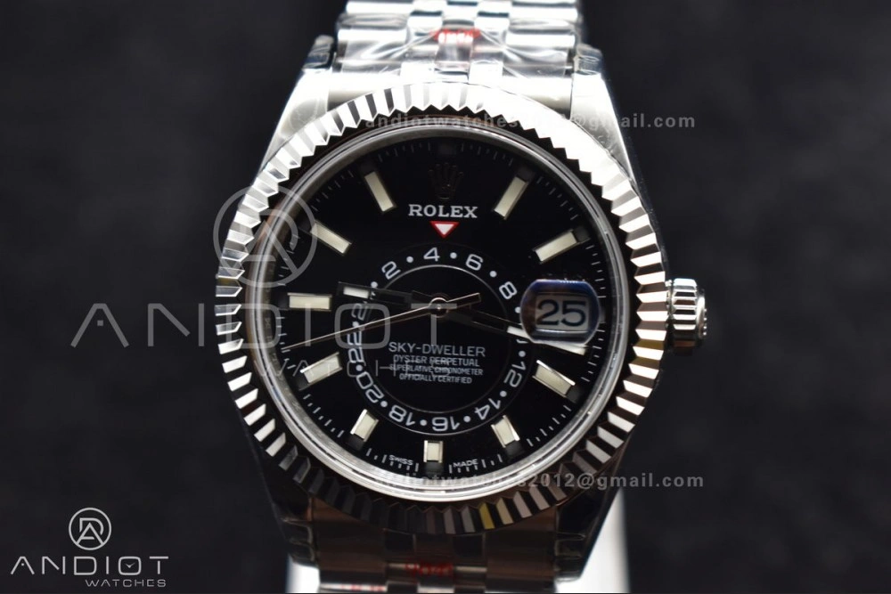 Affordable Skydweller SS Noob Best Edition Black Dial on SS Jubilee Bracelet A23J 1107