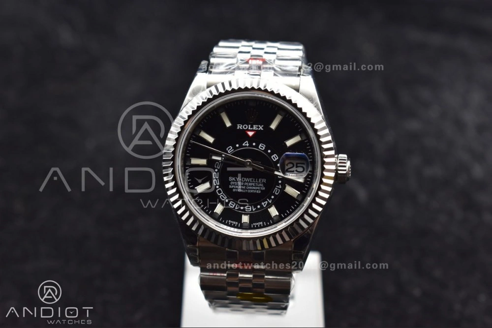 Affordable Skydweller SS Noob Best Edition Black Dial on SS Jubilee Bracelet A23J 1107