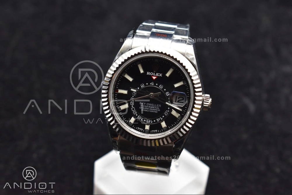 Premium Skydweller SS Noob Best Edition Black Dial on SS Oyster Bracelet A23J 1105