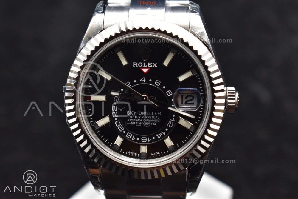 Premium Skydweller SS Noob Best Edition Black Dial on SS Oyster Bracelet A23J 1105
